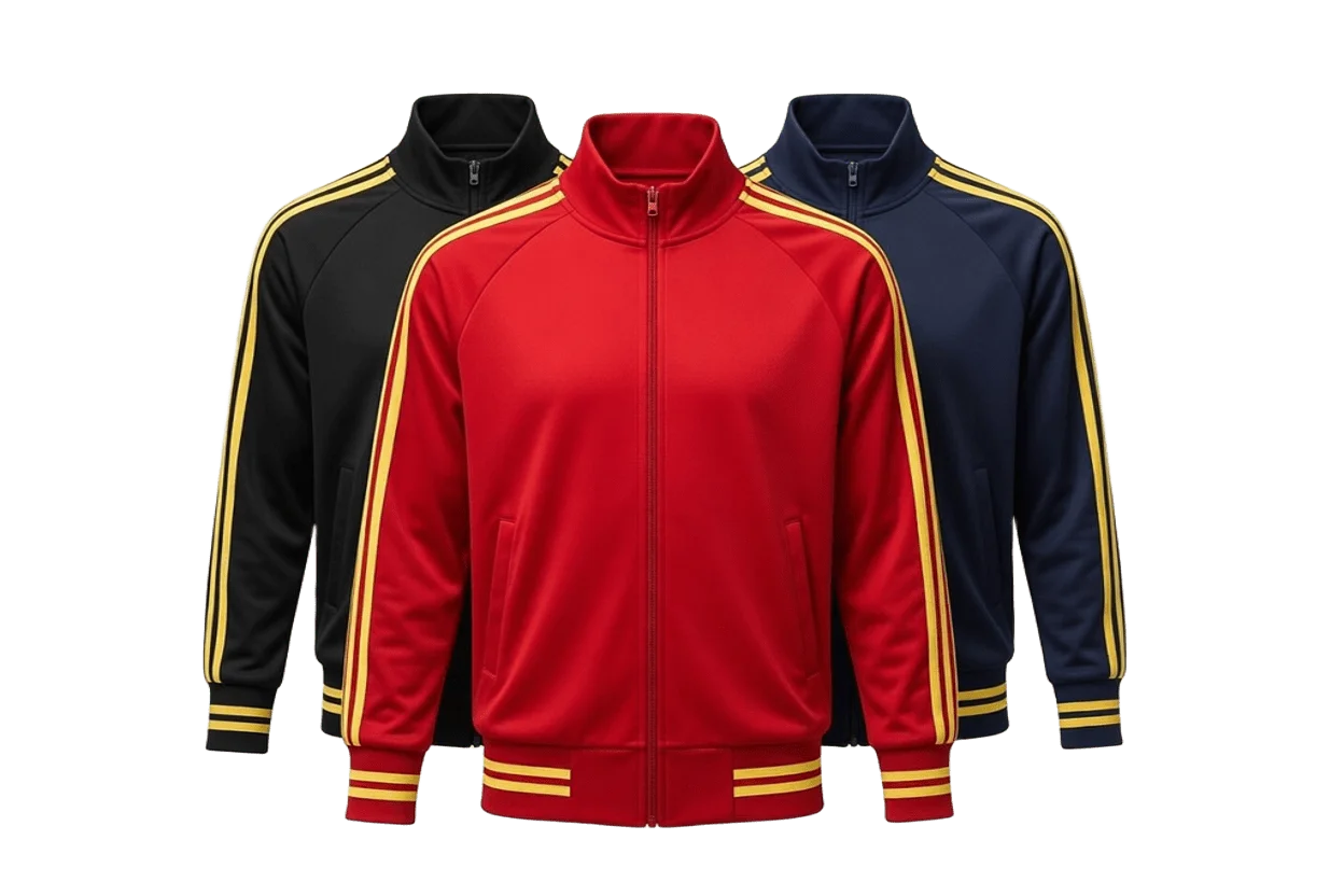 Custom school tracksuits for schools in Nepal with logo embroidery and sports fabric